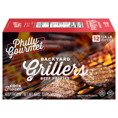 Philly Gourmet Backyard Grillers Quarter Pound Beef Patties 48 Oz - 48 OZ - Image 1