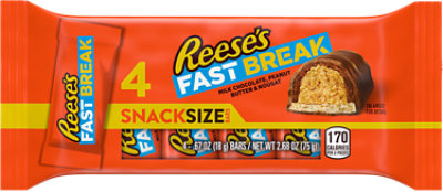 Reeses Fast Break Milk Chocolate Peanut Butter & Nougat) Snack Size Bar 4-pack - 2.68 OZ - Image 1