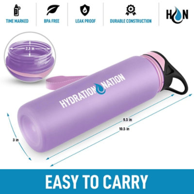 Zulay Kitchen 32oz Water Bottle With Time Marker Leak Proof Water Bottle with Straw, Purple - Image 3