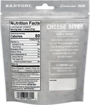 Sartori Cheese Bites Italian Herb - 4.5 OZ - Image 5