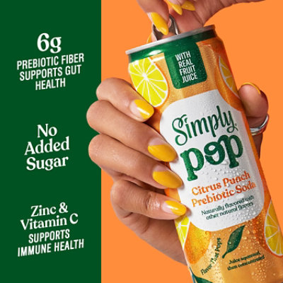 Simply POP Prebiotic Soda Citrus Punch Can - 12 Fl. Oz. - Image 4