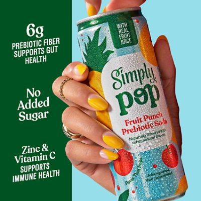 Simply POP Prebiotic Soda Fruit Punch Can - 12 Fl. Oz. - Image 4