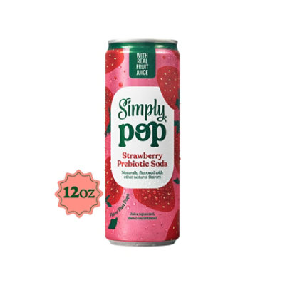 Simply POP Prebiotic Soda Strawberry Can - 12 Fl. Oz.