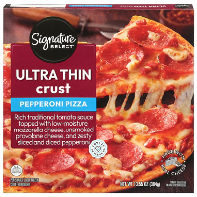 Signature Select Pizza Thin Crust Pepperoni 13.55 Ounce - 13.55 OZ