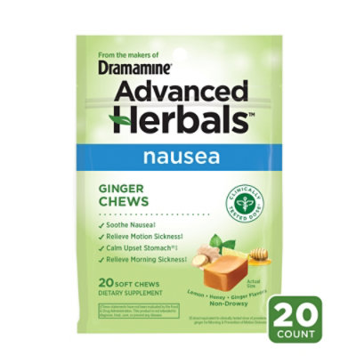 Dramamine Ginger Chews, Nausea Relief Soft Chews Lemon-honey-ginger - 20 CT - Image 2
