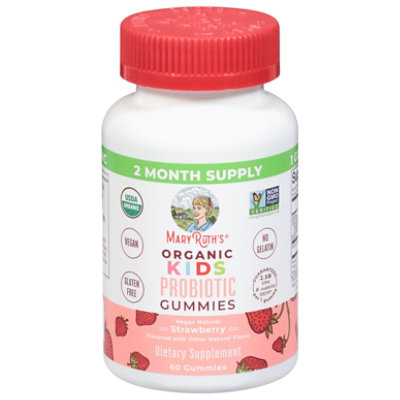Maryruth's Organic Kids Probiotic Gummies, Strawberry, 60ct - 60 CT - Image 1