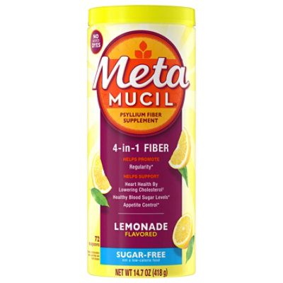 Metamucil Smooth Fiber Supplement Sugar Free Lemon Powder - 14.7 OZ - Image 1