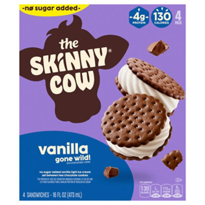 Skinny Cow Ice Cream Sandwich No Sugar Added Vanilla 16fz - 16 FZ - Image 1