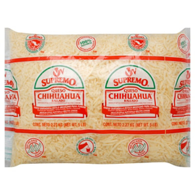 V&v Supremo Chihuahua Shredded Mexican Style Quesadilla Cheese For Melting - 5 LB - Image 1
