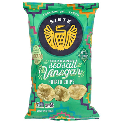 Siete Potato Chips, Hint of Serrano Sea Salt  Vinegar , 5.5 Oz ( 156 g) - Image 1