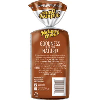 Natures Own 100% Whole Wheat Bread - 12 OZ - Image 7