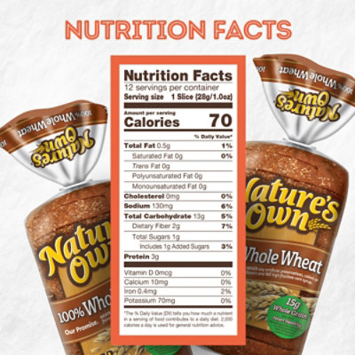 Natures Own 100% Whole Wheat Bread - 12 OZ - Image 5