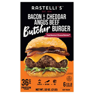 Rastelli's Angus Beef Burger Bacon & Cheddar 32 Oz - 32 OZ - Image 1