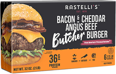 Rastelli's Angus Beef Burger Bacon & Cheddar 32 Oz - 32 OZ - Image 1