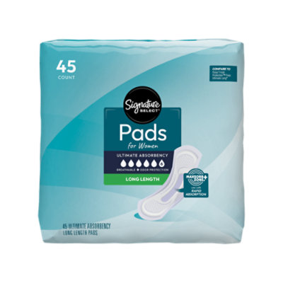 Signature Select Pad Ultimate Absorbency Long Women 45 Ct - 45 CT - Image 1