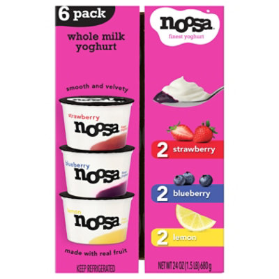 Noosa Variety Pack Yoghurt Strawberry Blueberry Lemon 6-4oz 6 Ct 24 Oz - 24 OZ - Image 1