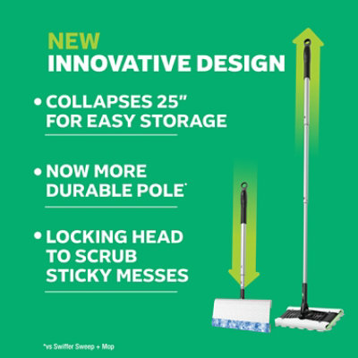 Swiffer Sweep Plus Mop Pro Sweeping Kit - 1 Sweeper 5 Dry Sweeping Clothes And 3 Wet Mopping Cloths - EA - Image 2