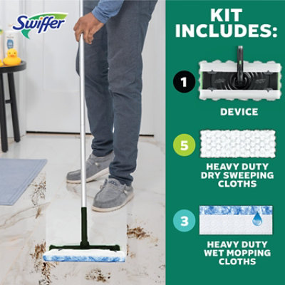 Swiffer Sweep Plus Mop Pro Sweeping Kit - 1 Sweeper 5 Dry Sweeping Clothes And 3 Wet Mopping Cloths - EA - Image 6