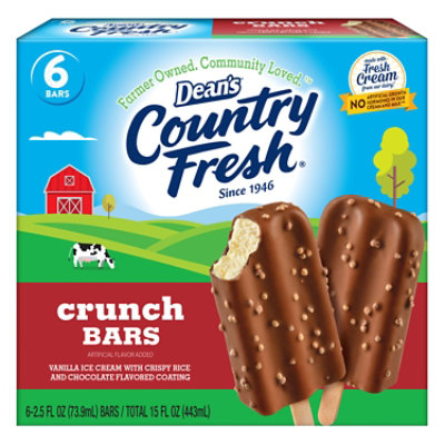 Dean's Country Fresh Ice Cream Bars Crunch 6 Pack, 6-2.5 Fz, 15fz - 6-2.5 FZ - Image 1