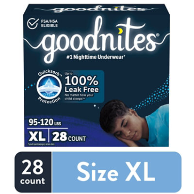 Goodnites Boys' Nighttime Bedwetting Underwear Size Extra Large (95-140+ lbs) - 28 Count - Image 1