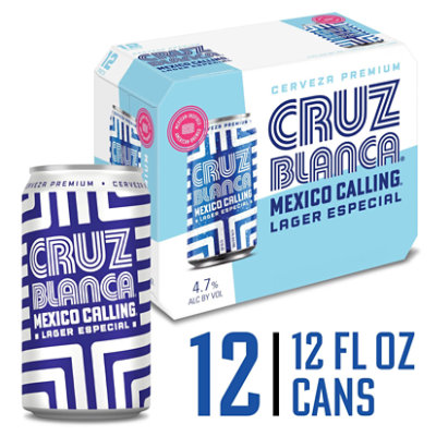 Cruz Blanca Mexico Calling Beer 4.7% ABV Cans - 12-12 Fl. Oz. - Image 1