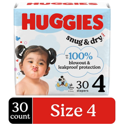 Huggies Snug & Dry Baby Diapers, Size 4 (22-37 lbs) - 30 Count - Image 1