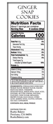 Rustic Bakery Ginger Snaps 6oz - 6 OZ - Image 2