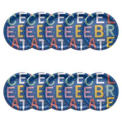American Greetings Celebrate on Blue 9" Paper Plates - 10 Count - Image 3