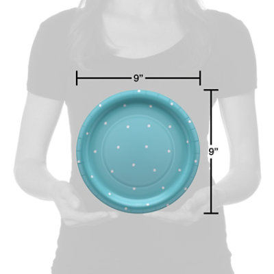 American Greetings Polka Dots on Blue 9" Paper Plates - 10 Count - Image 2
