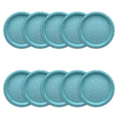 American Greetings Polka Dots on Blue 9" Paper Plates - 10 Count - Image 3
