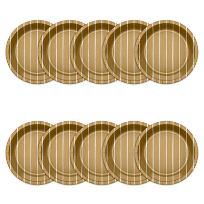 American Greetings Stripes on Gold 9" Paper Plates - 10 Count - Image 3