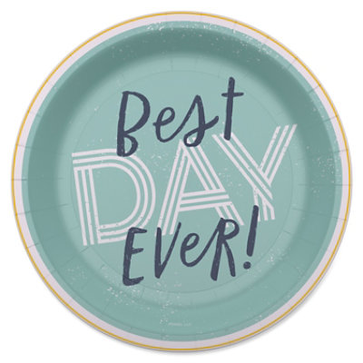 American Greetings Best Day Ever on Green 7" Paper Plates - 10 Count - Image 1