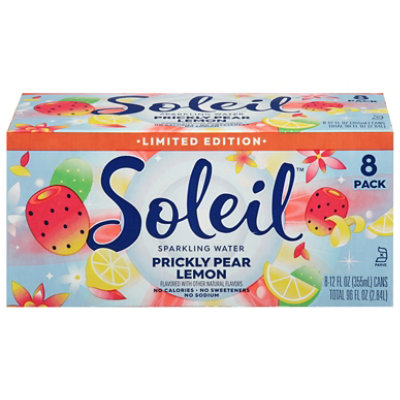 Soleil Sparkling Water Prickly Pear Lemon 8-12fz - 8-12 FZ
