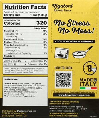 Bravo Pastiamoci Alfredo Sauce Rigatoni - 14.64 OZ - Image 5