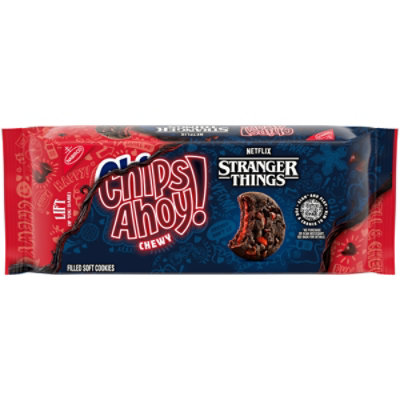 CHIPS AHOY! Limited Edition Stranger Things Chewy Chocolatey Strawberry-Flavored Filled Soft Cookies - 9.9 Oz