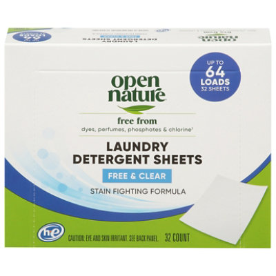 Open Nature Laundry Detergent Sheet Free & Clear 32 Ct - 32 CT - Image 2