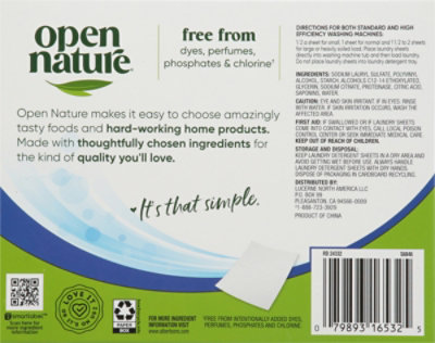 Open Nature Laundry Detergent Sheet Free & Clear 32 Ct - 32 CT - Image 4
