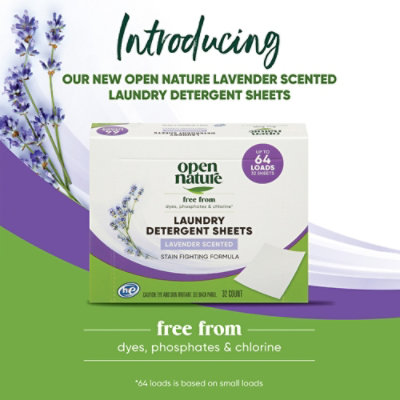 Open Nature Laundry Detergent Sheet Lavender Scented 32 Ct - 32 CT