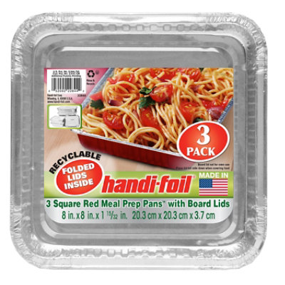 Hfc Red Square Meal Prep W/ Folded Lids - EA - Image 1