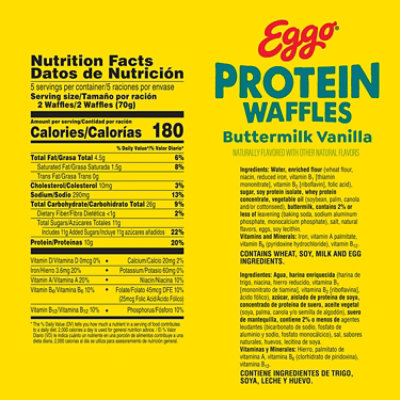 Kelloggs Eggo Waffles Protein Buttermilk Vanilla 12.3oz - 12.3 OZ - Image 2