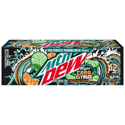 Mtn Dew  Zero Sugar Baja Cabo Citrus -12-12 Fl. Oz. - Image 1
