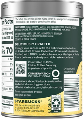 Starbucks Crema Premium Instant Vanilla 7.12oz Can - 7.12 OZ - Image 6