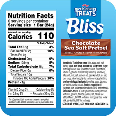 Kelloggs Chocolate Sea Salt Rice Krispies Treats Bliss Squares 6 Count .84 Ounce - 6 CT - Image 2