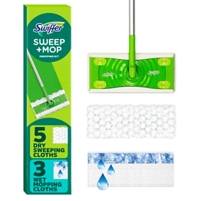 Swiffer Sweep Mop Sweeping Kit - 1 Ct, Kit Includes 5 Dry Sweeping Cloths, 3 Wet Mopping Cloths - EA - Image 1