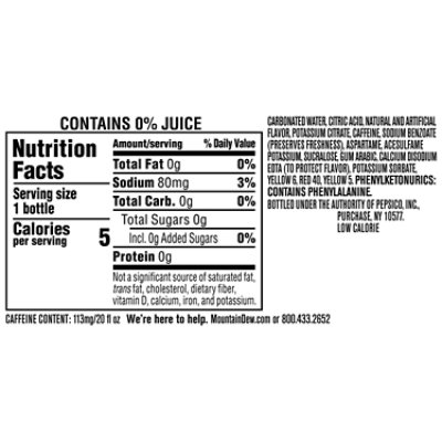 Mtn Dew Zero Sugar Baja Cabo Citrus - 20 Fl. Oz. - Image 2