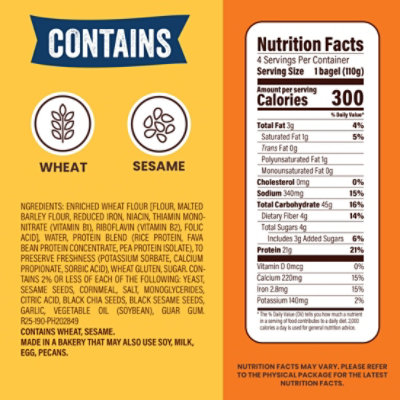 Thomas' High Protein Everything Bagels - 4 - 15.5 OZ - Image 2