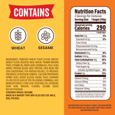 Thomas' High Protein Plain Bagels - 4 - 15.5 OZ - Image 2