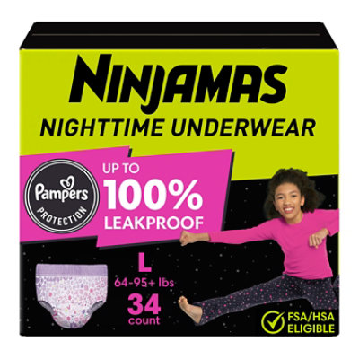 Pampers Ninjamas Nighttime Bedwetting Underwear Girl, Size 8, 34 Count - 34 CT - Image 1