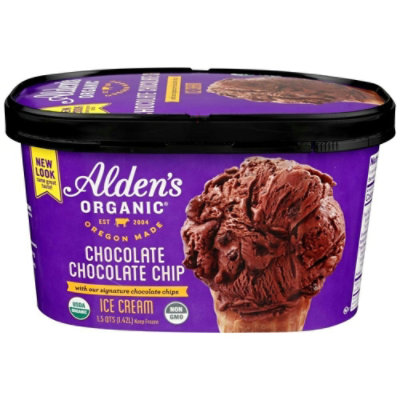 Aldens Organic Chocolate with Chocolate Chip Ice Cream, 48 Fluid Ounce (Pack of 3) - Image 1