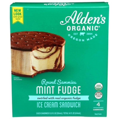 Aldens Organic Mint Fudge Ice Cream Sandwich, 14 Fluid Ounce (Pack of 12) - Image 1